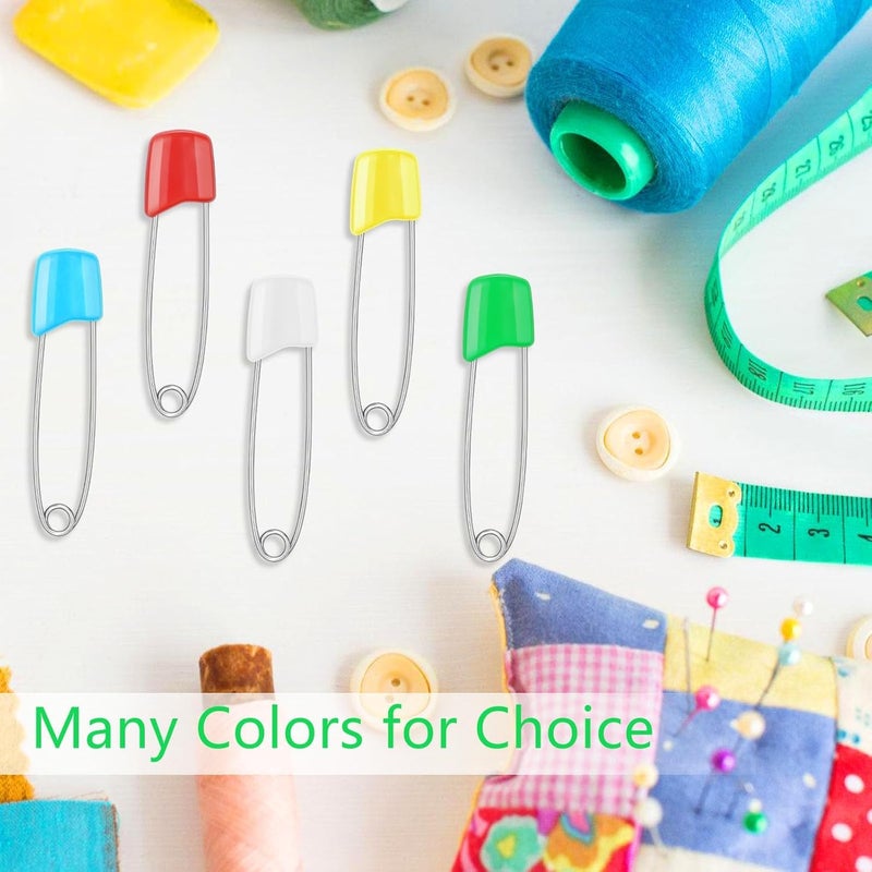 keepsweat 120 Pcs Diaper Pins,2.2 Inch Baby Safety Pins Colorful Stainless Steel Diaper Nappy Pins for Cloth Diapers,Plastic Head,5 Colors,Safe Locking Closures - Image 5